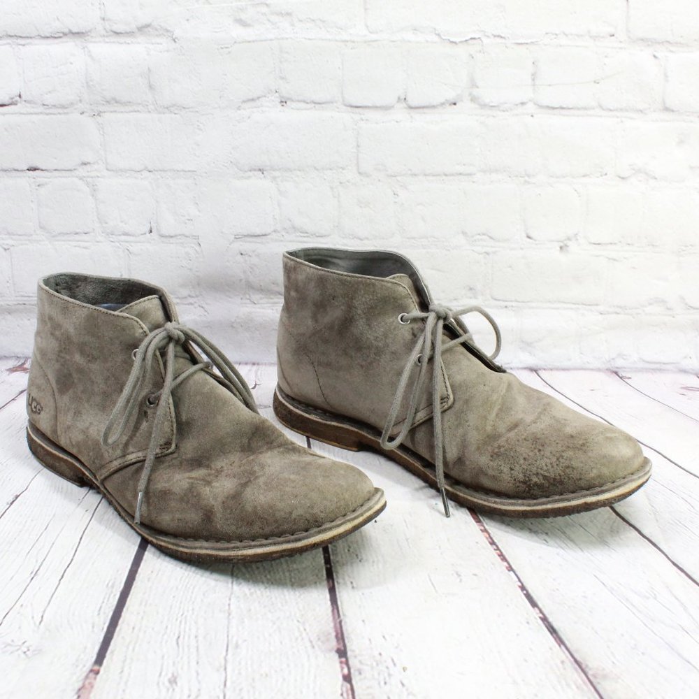 UGG Gray Suede Lace Up Chukka Boots Size 12 - Picture 3 of 9